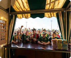 Fans gathered at the opening of the Harvest Hoops tent